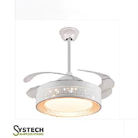 42 Inch Retractable Blades Crystal Chandelier Ceiling Fan