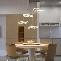 Modern 4 Lights LED Pendant Light with Twisted Metal Shade in WhiteWarm Light