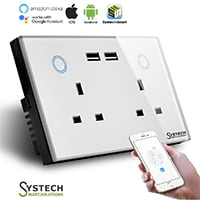 Smart Combo Wifi Double Wall Socket with Double USB Port