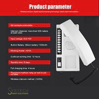 Wireless Audio Intercom Handset Rechargeable Battery